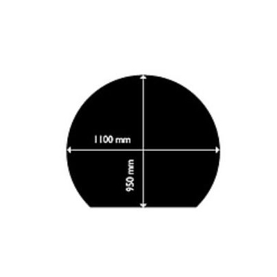 Golvplåt 950*1100, rund med rak bakkant. 1,5 mm. Svart.