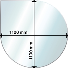 Golvglas 1100*1100, droppformad. 6 mm.